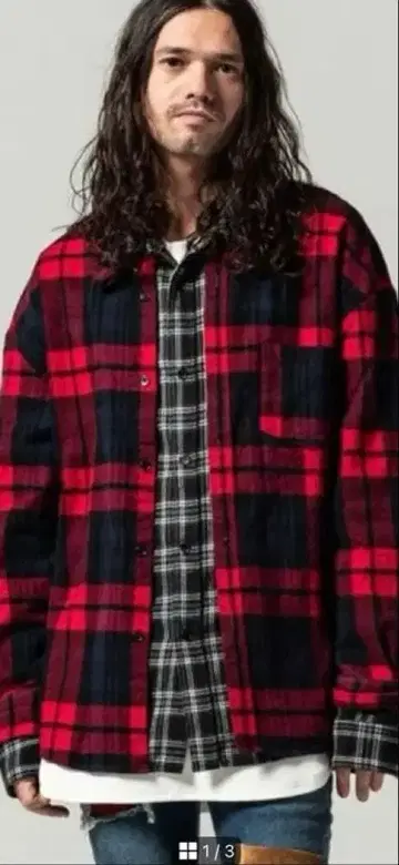 그램 glamb 빨검 체크 플란넬 셔츠