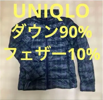UNIQLO 네이비 그린 체크 라이트 다운 자켓