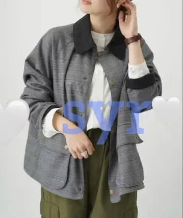 HONEYSUCKLE ROSE 카라 배색 자켓 체크 무늬 우먼