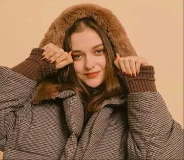 pinue 라인 리브 모찌모찌 숏 다운 체크 타쿠보 카린 피누에