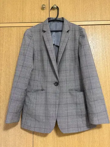 아오야마 양복 그레이 체크 무늬 테일러드 자켓