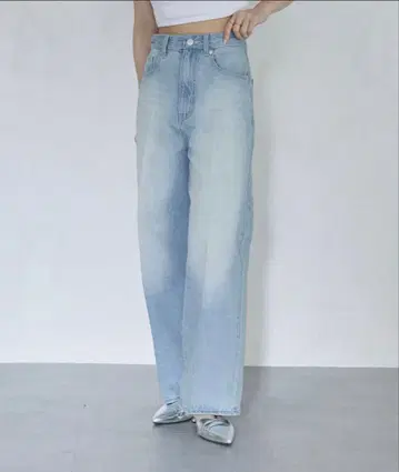 [Thevon.] 하이웨스트 스트레이트 데님 팬츠 블루 M 사이즈