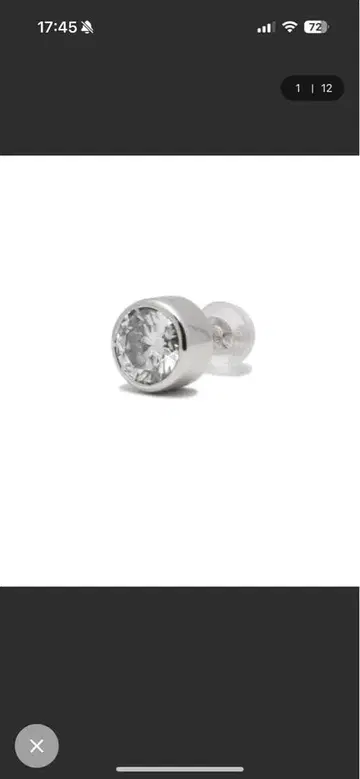 실버 스터드 귀걸이 크리스탈 포함 6.5mm