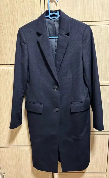 유니클로 체스터 코트 네이비 울 캐시미어