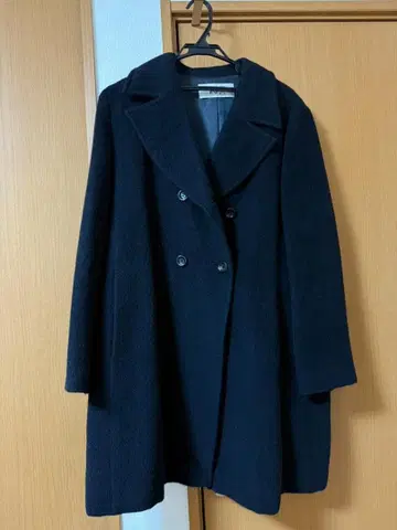 23구 울 더블 브레스트 피 코트 블랙