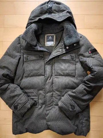 PEUTEREY 체크 무늬 무스탕 다운 자켓 브라운