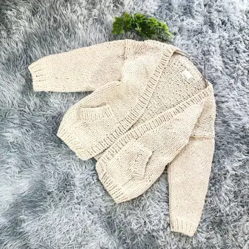 TODAYFUL [ M ] 프론트 오픈 화이트 니트 가디건 긴팔 포켓