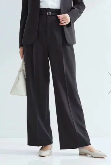 파우드레 와이드 팬츠 워셔블 스트레치 네이비