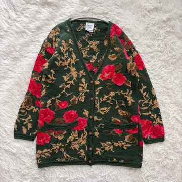 Laura Ashley 빈티지 니트 꽃무늬 롱 가디건 S