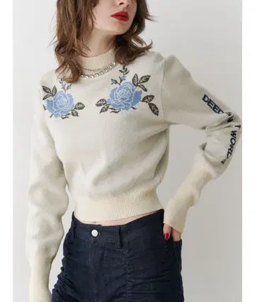 jouetit 로즈 자카드 로고 니트