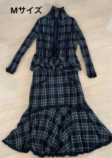 스커트 & 자켓 셋업 블랙 체크 무늬 M 프릴 Echo