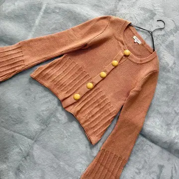 [ 고품질 ] SOUP 대 버튼 니트 가디건 9호 핑크 브라운