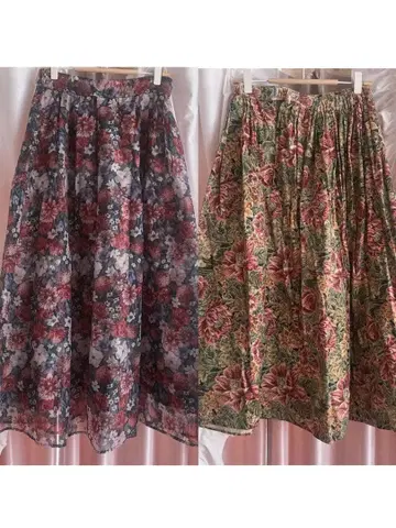 꽃무늬 스커트 2장 세트 빈티지