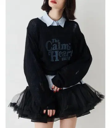 jouetie 개더 시어 데미지 니트