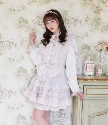 LIZLISA 티아라 리본 티어드 원피스 핑크