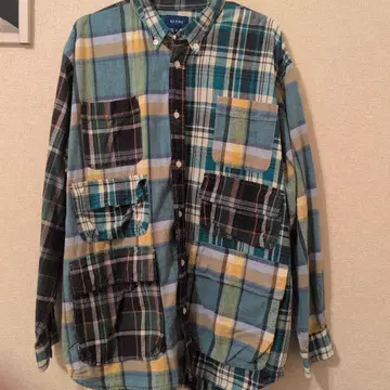 BEAMS M 체크 무늬 긴팔 셔츠