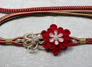 b-023 순수 실크 허리띠 후리소데 성인식 장식 매듭 츠마미세이카 꽃