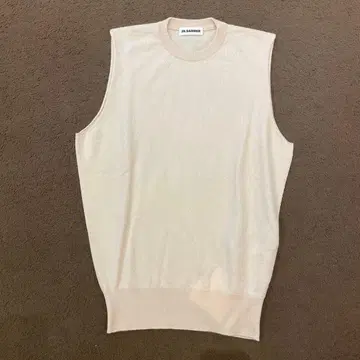 질 샌더 슬리브리스 니트 베이지