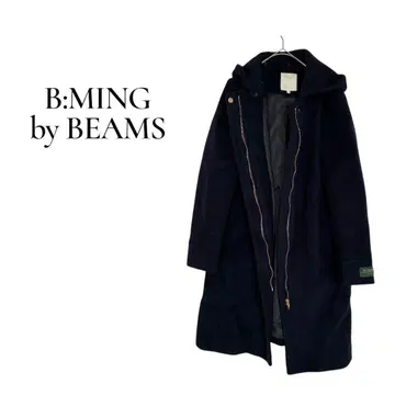 [ B:MING by BEAMS ] 후드 부착 롱 코트 네이비