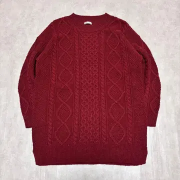 CINEMA CLUB 케이블 짜임 니트 세미롱 기장 크림슨 L 넉넉한