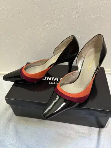 소니아 리키엘 하이힐 블랙/오렌지/레드