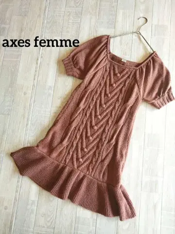 엑시즈팜 니트 페플럼 원피스 백리본 모리걸 히메갸루