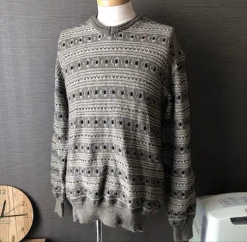 GABICCI 가비치 니트 스웨터 올 패턴 기하학 울 100% 구제 의류