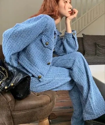 N.s 엔도트 에스 자켓+와이드 팬츠 셋업 블루