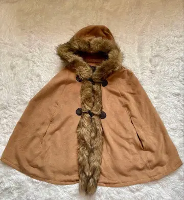 에코 퍼 후드 부착 에코 무스탕 보아 안감 판초 케이프 코트