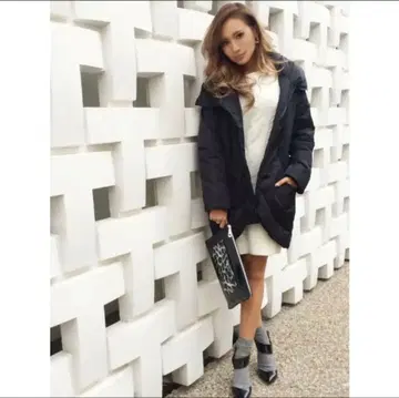 EGOIST 새상품급 후드 충전솜 롱 코트 다운 코트 블랙 2M