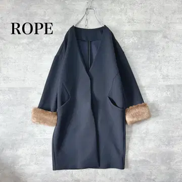 ROPE 로페 노카라 코트 소매 인조 모피 종이상자 니트