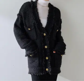 Whim Gazette 믹스얀 트위드 니트 자켓