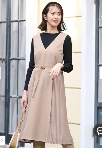 any sis [ 2SET ] 플리츠 콤비 오버롤 스커트 세트