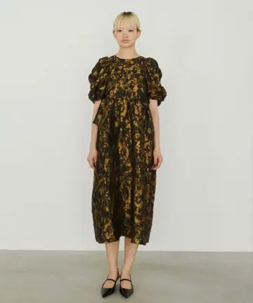 ANDRESD 버블 슬리브 자카드 드레스