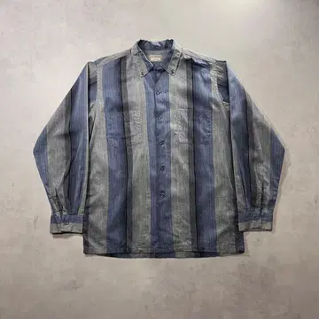 50s McGREGOR 3점 고정 오픈 카라 셔츠 옴브레 스트라이프