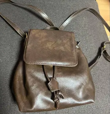 브라운 가죽 미니 백팩