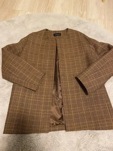 자켓 브라운 계열 체크 사이즈 36