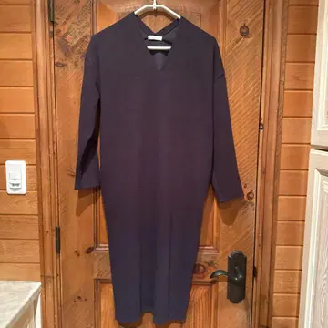 스타일 델리 다크 네이비 롱 니트 원피스