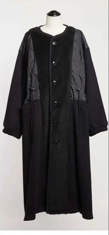 고무 밴딩 롱 퀼트 자켓 코트