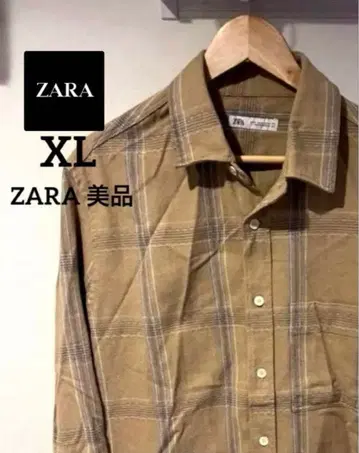 [ ZARA ] 새상품급 남성용 체크 무늬 코튼 긴팔 셔츠 XL