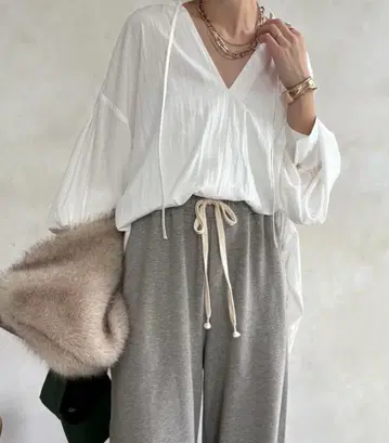 DouDou 개더 튜닉 블라우스