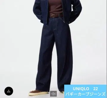 UNIQLO 배기 커브 청바지 네이비 22