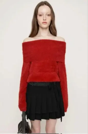 sly 빨간색 오프숄더 니트