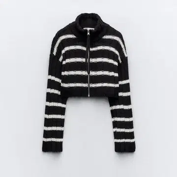ZARA 스트라이프 니트 크롭 가디건 S