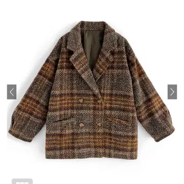 체크 무늬 더블 버튼 코트[snk977]