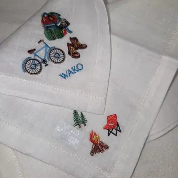 긴자 와코 아웃도어 패턴 손수건 자수