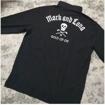 남성용 MARK&LONA 골드 하프 지퍼 백 디자인 셔츠 XXL