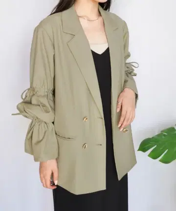 JUNOAH 슬리브 리본 셔츠 자켓