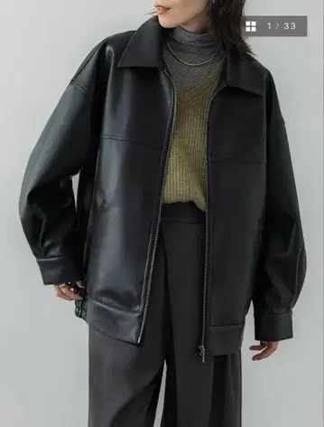 crewre 인조 가죽 지퍼 블루종 black 완판템