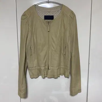 베이지 메쉬 자켓 프릴 밑단